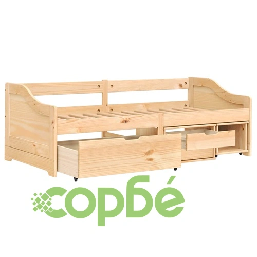 Дневно легло с 3 чекмеджета IRUN 90x200 см бор масив ➤ топ цена ➤ sorbe.bg