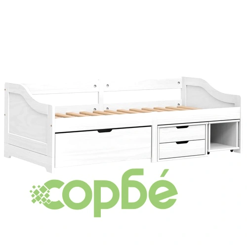 Дневно легло с 3 чекмеджета IRUN бяло 90x200 см бор масив ➤ топ цена ➤ sorbe.bg