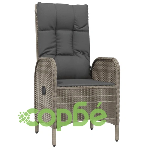 Градински трапезен комплект 4 части с възглавници сив полиратан ➤ топ цена ➤ sorbe.bg