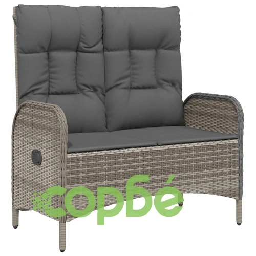 Градински трапезен комплект 4 части с възглавници сив полиратан ➤ топ цена ➤ sorbe.bg