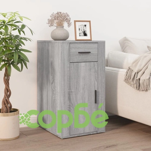 Бюро със страничен шкаф, сив сонома, инженерно дърво ➤ топ цена ➤ sorbe.bg