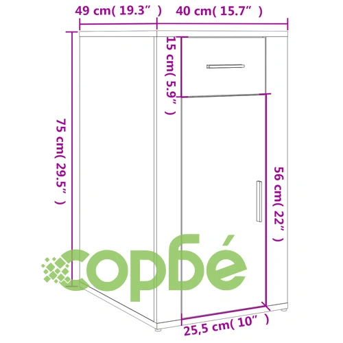 Бюро със страничен шкаф, сив сонома, инженерно дърво ➤ топ цена ➤ sorbe.bg