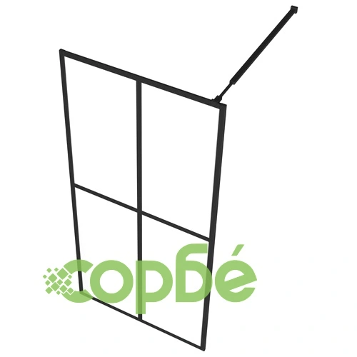 Стена за душ кабина с рафт черна 80x195 см ESG стъкло/алуминий ➤ топ цена ➤ sorbe.bg