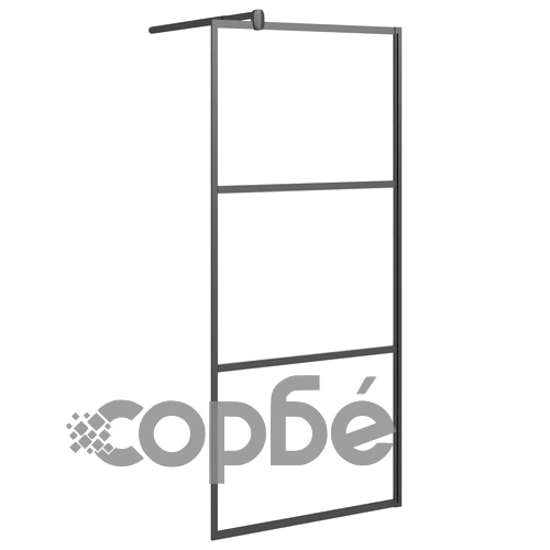 Стена за душ кабина с рафт черна 80x195 см ESG стъкло/алуминий ➤ топ цена ➤ sorbe.bg
