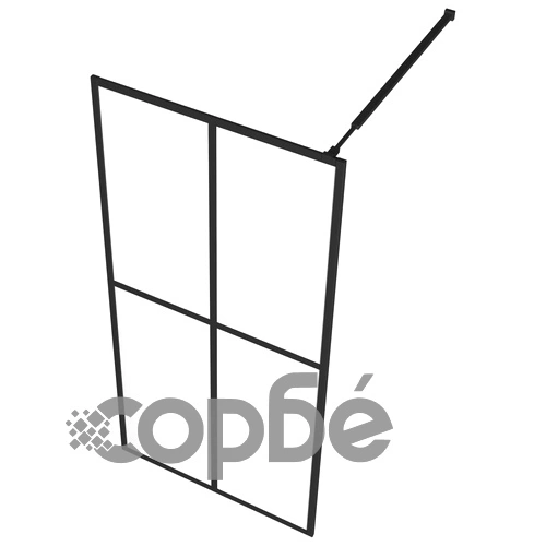 Стена за душ кабина с рафт черна 90x195 см ESG стъкло/алуминий ➤ топ цена ➤ sorbe.bg