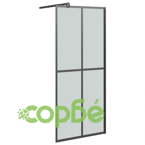 Стена за душ кабина с рафт черна 100x195 см ESG стъкло/алуминий ➤ топ цена ➤ sorbe.bg