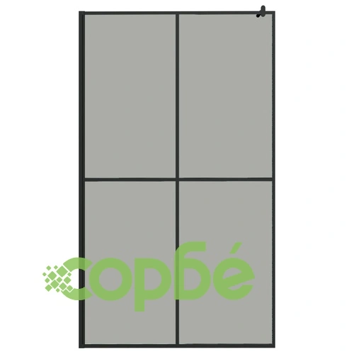 Стена за душ кабина с рафт черна 118x190 см ESG стъкло/алуминий ➤ топ цена ➤ sorbe.bg