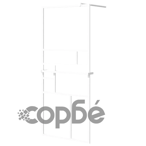 Стена за душ кабина с рафт бяла 90x195 см ESG стъкло/алуминий ➤ топ цена ➤ sorbe.bg