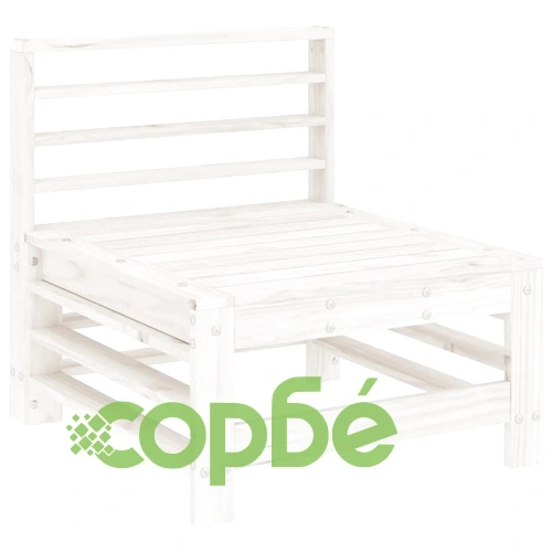 Градински лаундж комплект от 9 части, бял, масивно дърво бор ➤ топ цена ➤ sorbe.bg