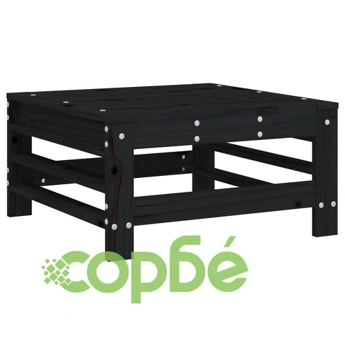 Градински лаундж комплект от 6 части, черен, масивно дърво бор ➤ топ цена ➤ sorbe.bg