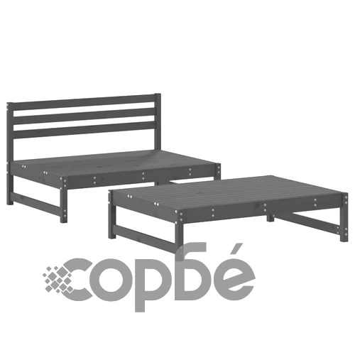 Градински лаундж комплект, 2 части, сив, бор масив ➤ топ цена ➤ sorbe.bg