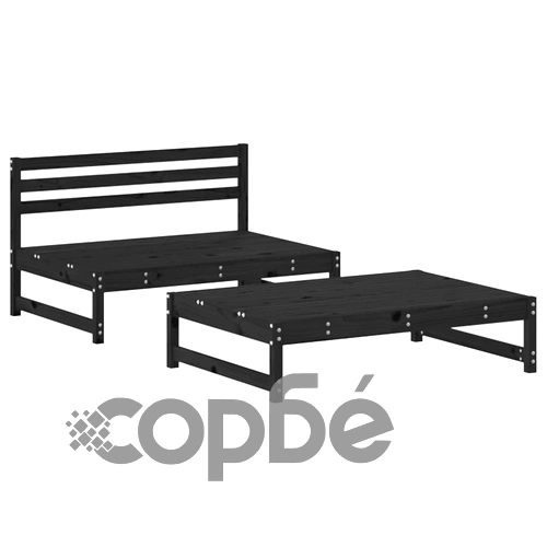 Градински лаундж комплект, 2 части, черен, бор масив ➤ топ цена ➤ sorbe.bg