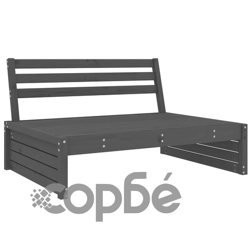 Градински лаундж комплект, 2 части, сив, бор масив ➤ топ цена ➤ sorbe.bg