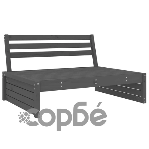Градински лаундж комплект, 6 части, сив, бор масив ➤ топ цена ➤ sorbe.bg