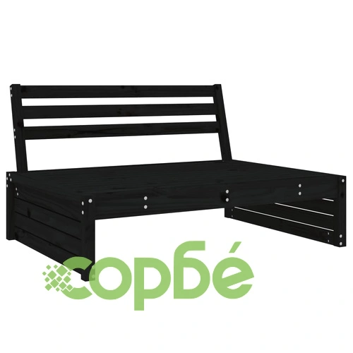 Градински лаундж комплект от 6 части, черен, масивно дърво бор ➤ топ цена ➤ sorbe.bg