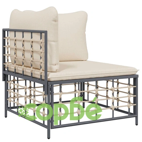 Градински комплект с възглавници 3 части антрацит полиратан ➤ топ цена ➤ sorbe.bg