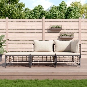 Градински комплект с възглавници 3 части антрацит полиратан