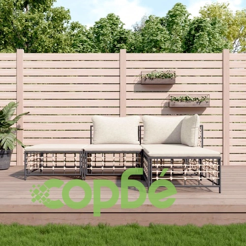 Градински комплект от 4 части с възглавници антрацит полиратан ➤ топ цена ➤ sorbe.bg