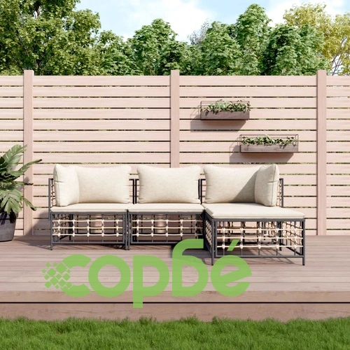 Градински комплект от 4 части с възглавници антрацит полиратан ➤ топ цена ➤ sorbe.bg