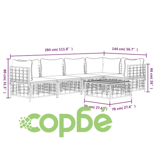 Градински комплект с възглавници 6 части антрацит полиратан ➤ топ цена ➤ sorbe.bg