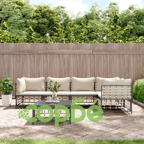 Градински комплект с възглавници 6 части антрацит полиратан ➤ топ цена ➤ sorbe.bg