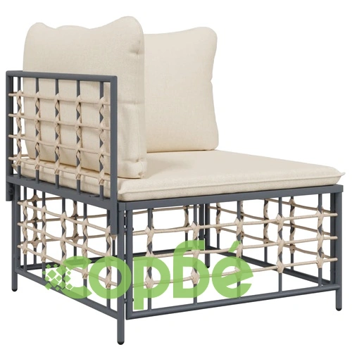 Градински комплект с възглавници 8 части антрацит полиратан ➤ топ цена ➤ sorbe.bg