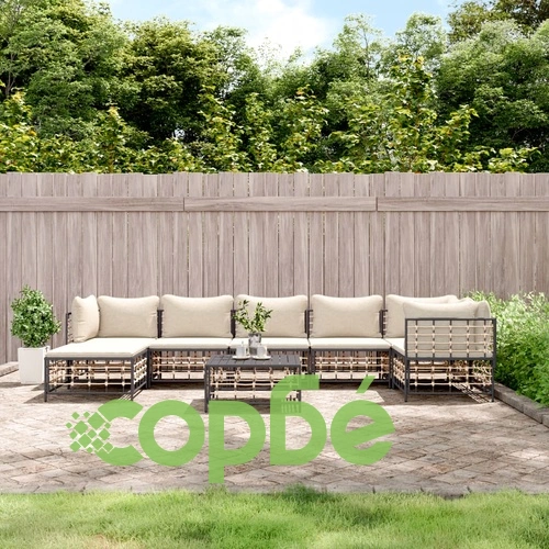 Градински комплект с възглавници 8 части антрацит полиратан ➤ топ цена ➤ sorbe.bg