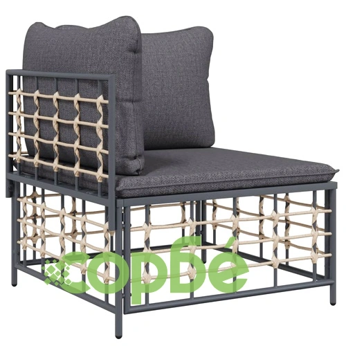 Градински комплект с възглавници 6 части антрацит полиратан ➤ топ цена ➤ sorbe.bg