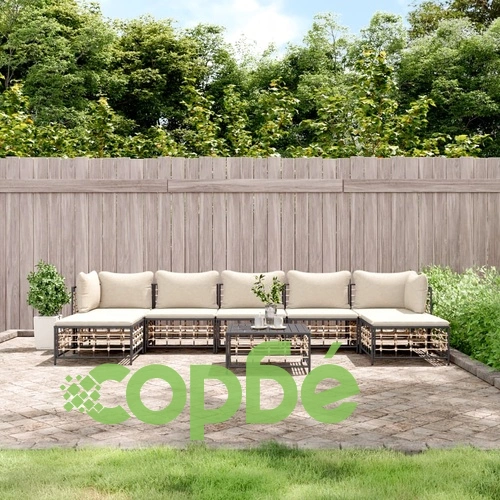 Градински комплект с възглавници 8 части антрацит полиратан ➤ топ цена ➤ sorbe.bg