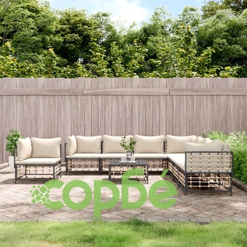 Градински комплект с възглавници 9 части антрацит полиратан ➤ топ цена ➤ sorbe.bg