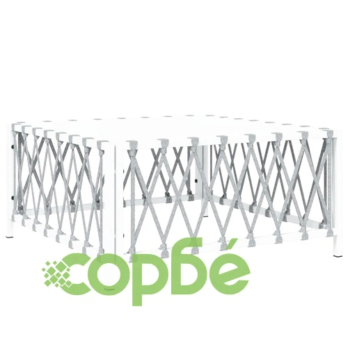 Градински лаундж комплект от 8 части с възглавници бял стомана ➤ топ цена ➤ sorbe.bg