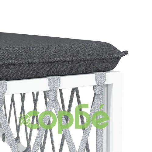 Градински лаундж комплект от 8 части с възглавници бял стомана ➤ топ цена ➤ sorbe.bg