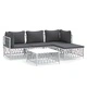 Градински лаундж комплект 5 части с възглавници бял стомана
