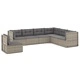 Градински лаундж комплект с възглавници 7 части полиратан сив