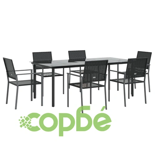 Градински трапезен комплект от 7 части полиратан и стомана ➤ топ цена ➤ sorbe.bg