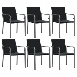Градински стол с възглавници 6 бр черни 56x59x84 см полиратан