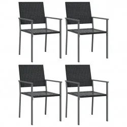 Градински столове 4 бр черни 54x62,5x89 см полиратан