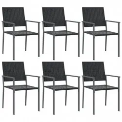 Градински столове 6 бр черни 54x62,5x89 см полиратан