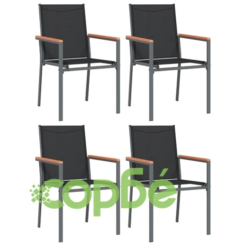 Градински столове 4 бр черни 55x61,5x90 см Textilene и стомана ➤ топ цена ➤ sorbe.bg