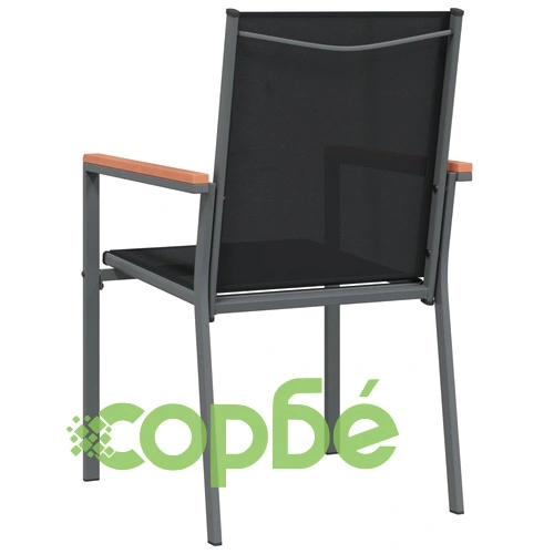 Градински столове 4 бр черни 55x61,5x90 см Textilene и стомана ➤ топ цена ➤ sorbe.bg
