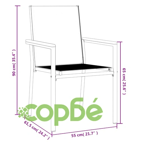 Градински столове 4 бр черни 55x61,5x90 см Textilene и стомана ➤ топ цена ➤ sorbe.bg