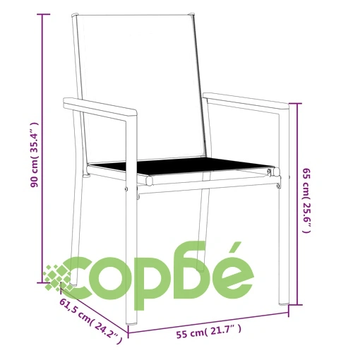 Градински столове 6 бр черни 55x61,5x90 см Textilene и стомана ➤ топ цена ➤ sorbe.bg