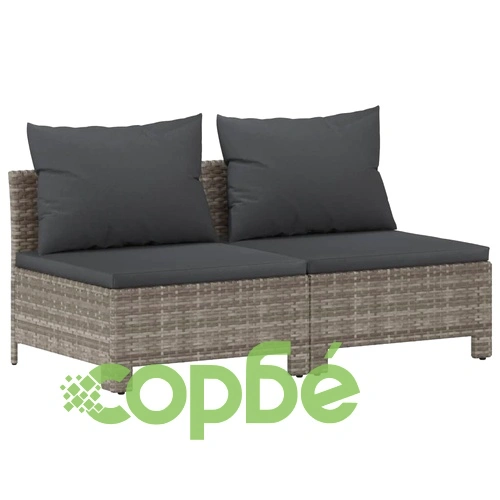 Градински лаундж комплект с възглавници 7 части полиратан сив ➤ топ цена ➤ sorbe.bg