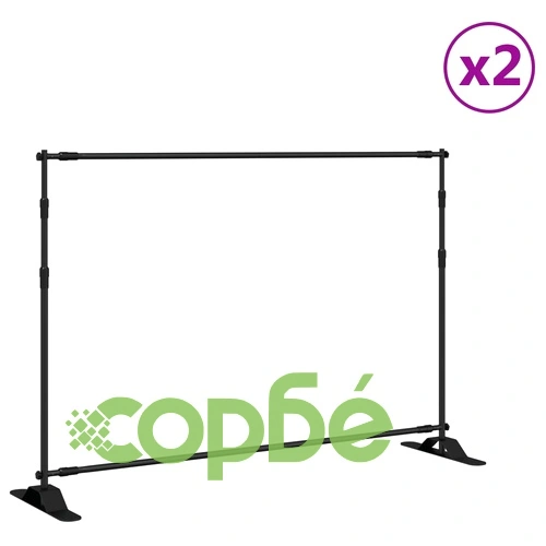 Поставки за фон, 2 бр, черно, 305x243 см, стомана ➤ топ цена ➤ sorbe.bg