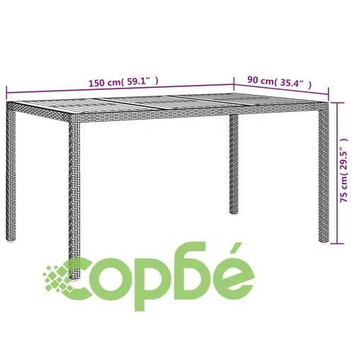 Градински трапезен комплект 7 части възглавници черен полиратан ➤ топ цена ➤ sorbe.bg