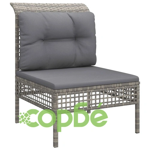 Градински лаундж комплект с възглавници 9 части сив полиратан ➤ топ цена ➤ sorbe.bg