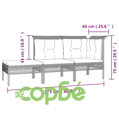 Градински лаундж комплект с възглавници 12 части сив полиратан ➤ топ цена ➤ sorbe.bg