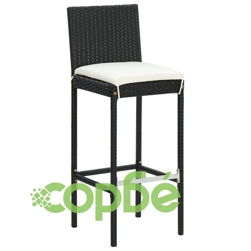 Градински бар комплект с възглавници 5 части черен полиратан ➤ топ цена ➤ sorbe.bg