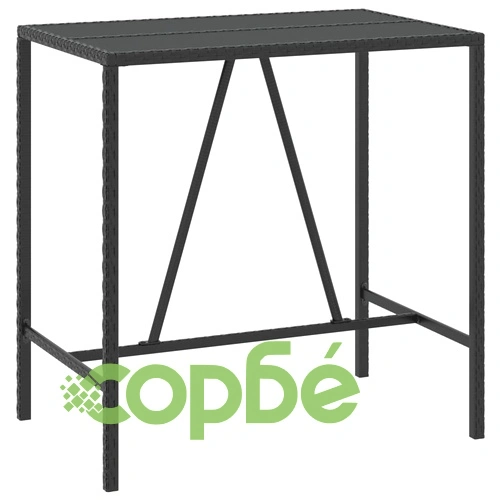 Градински бар комплект с възглавници 5 части черен полиратан ➤ топ цена ➤ sorbe.bg