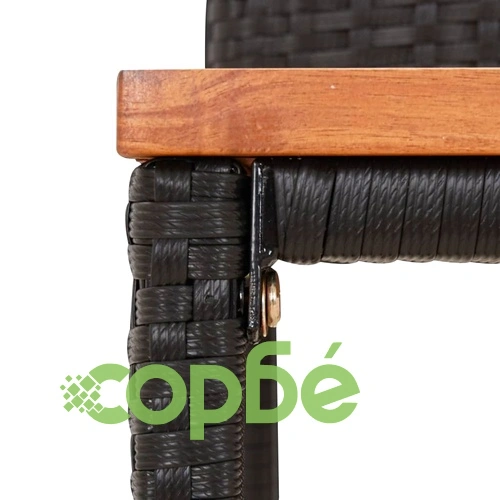 Градински бар комплект 3 части черен полиратан и акация масив ➤ топ цена ➤ sorbe.bg